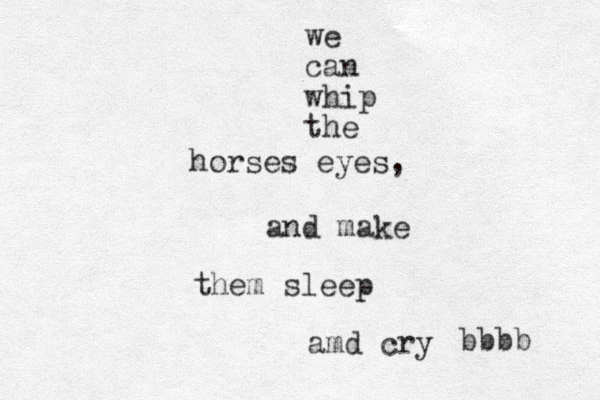 we can whip the horses eyes, and make them sleep amd cry bbbb 