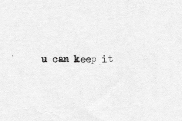 u can keep it