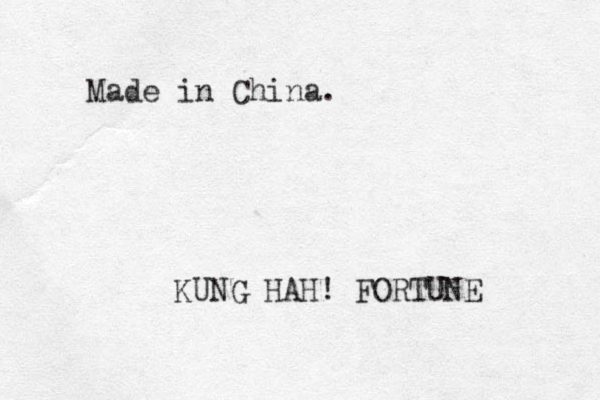 Made in China. KUNG HAH! FORTUNE 
