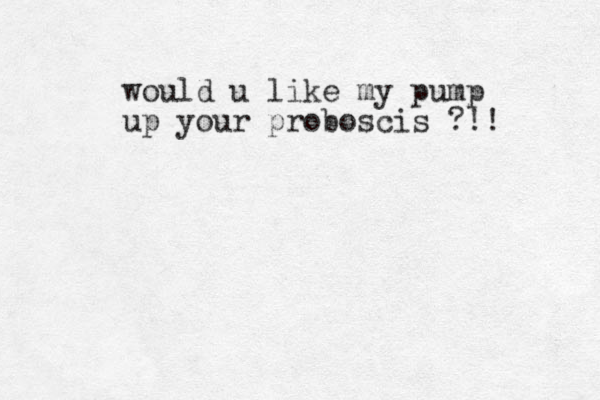 would u like my pump up your proboscis ?!!