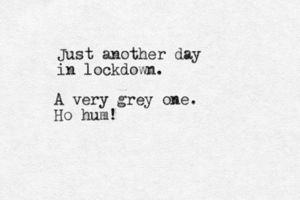Just another day in lockdown. A very grey one. Ho hum! 