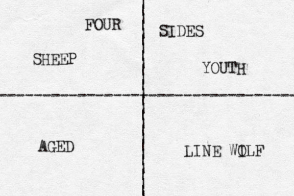 | | | | | | | | | | | | | | | | | | | | | | | | | | | ---------------------------------- FOUR SIDES SHEEP LINE WILF O AGED YOUTH