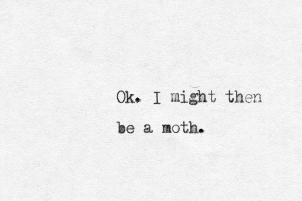 Ok. I might then be a moth . 