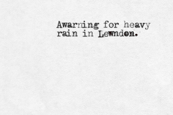 Awarning for heavy rain in Lewndon.