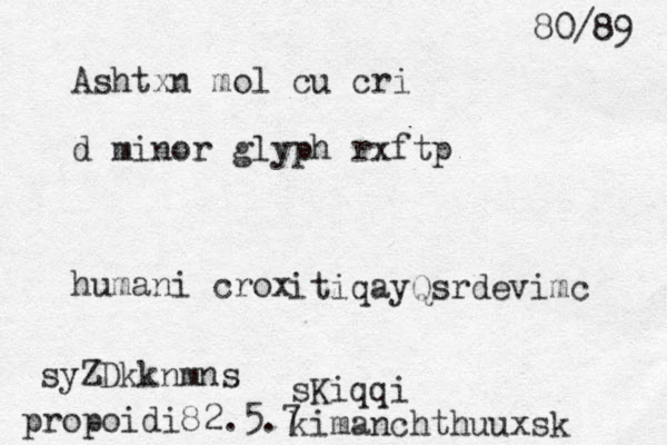 Ashtxn mol cu cri d minor glyph rxftp humani crox itiqayQsrdevimc sKiqqi kimanchthuuxsk syZDkknmns propoidi82.5.7 80/89 