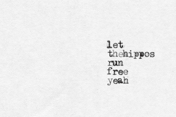 let the hippos run free yeah