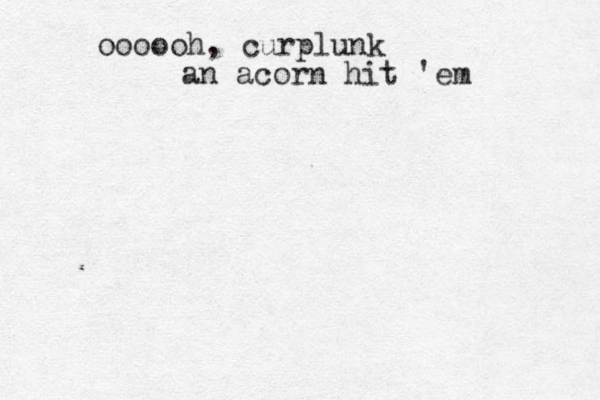 oooooh, curplunk an acorn hit 'em 