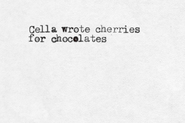 Cella wrote cherries for chocolates