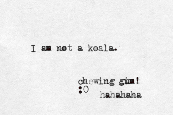 I am not a koala. chewing gim u ! :0 hahahaha 