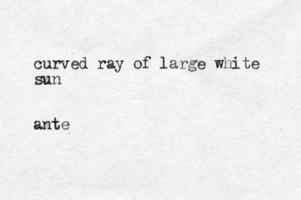 curved ray of large white sun ante