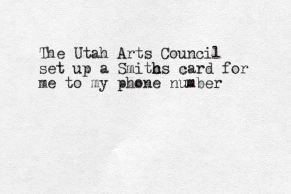 The Utah Arts Council set up a Smitc h hs card for me to my phone number