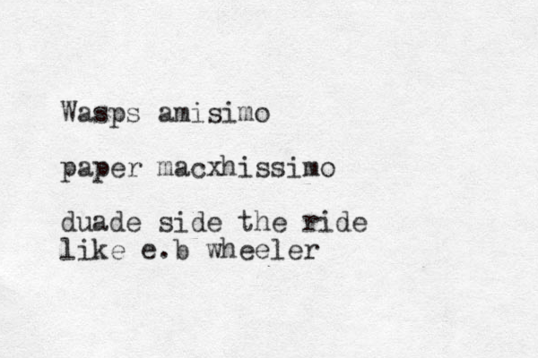 Wasps amisimo paper macxhissimo duade side the ride like e.b wheeler