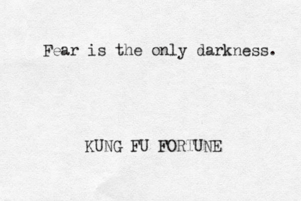 Fear is the only darkness. KUNG FU FORTUNE