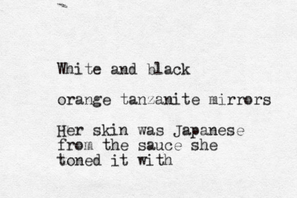 White and black orange tanzanite mirrors Her skin was Japanese from the sauce she toned it with 