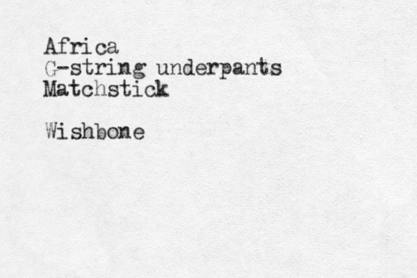 Africa G-string underpants Matchstick Wishbone