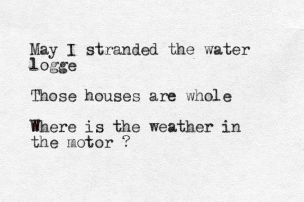 May I stranded the water logge Those houses are whole Where is the weather in the motor ?