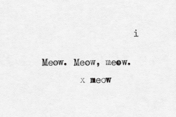 i Meow. Meow, meow. x meow