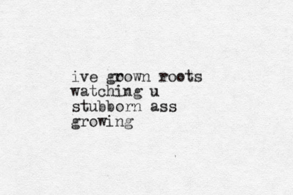 ive go rown roots watching u stubborn ass growing