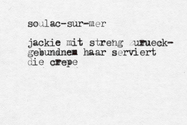 soulac-sur-mer jackie mit streng zurueck- gebundnem haar serviert die crepe 