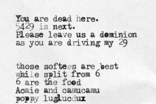 You are dead here. 5429 is next. Please leave us a dominion as you are driving my 29 those softees are best while split from 6 6 are the food Acaie and camucamu poppy luglucdux