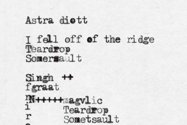 Astra diott I fell off of the ridge Teardrop Somersault Singh fgraat n i r o magvlic Teardrop Sometsault N+++++ ++ 