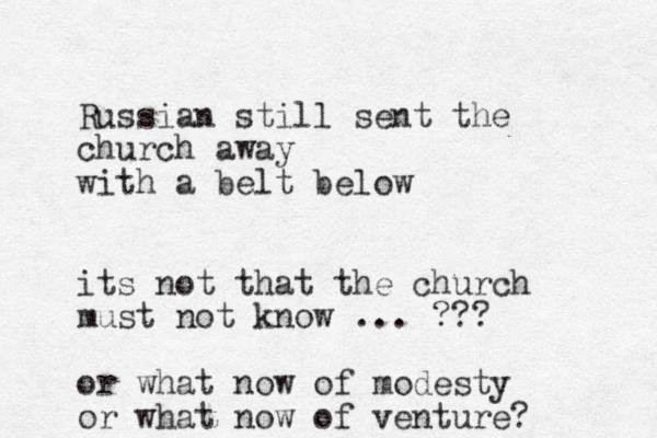 Russian still sent the church away with a belt below its not that the church must not know ... ??? or what now of modesty or what now of venture?