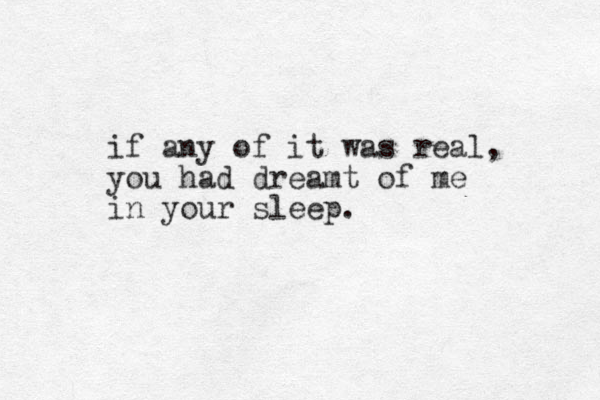 if any of it was real, you had dreamt of me in your sleep.