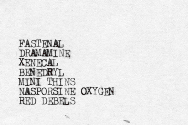 FASTENAL DRAMAMINE XENECAL BENEDRYL MINI THINS NASPORSINE OXYGEN RED DEBELS 