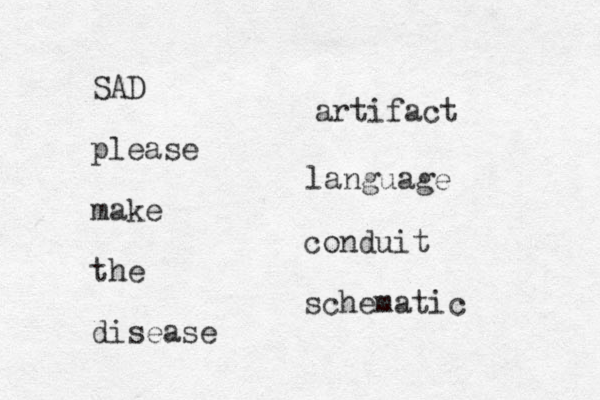 SAD please make the disease artifact language conduit schematic 