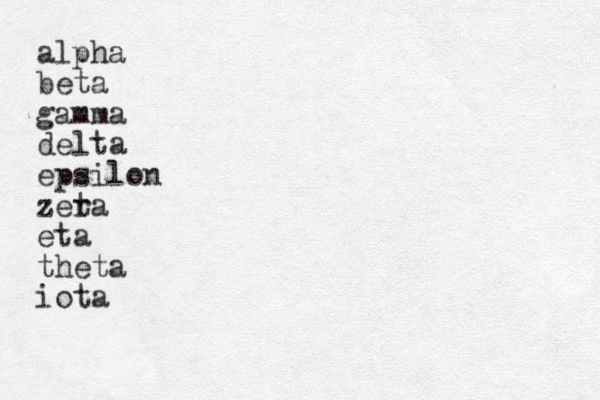 alpha beta gamma delta epsilon zera t eta theta iota