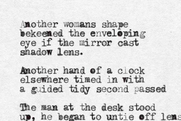 Another womans shape bekeened the enveloping eye if the mirror cast shadow lens. Another hand of a clock elsewhere timed in with a guided tidy second passed The man at the desk stood up, he began to untie off lens 