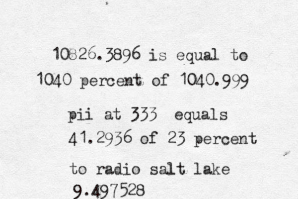 10826.3896 is equal to 1040 percent of 1040.999 pii at 333 equals 41.2936 of 23 percent to radio salt lake 9.497528