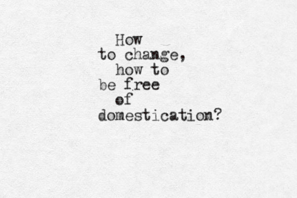 How to change, how to be free of domestication?