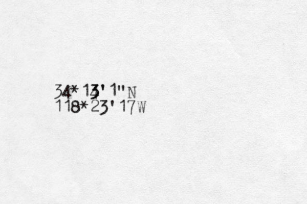 34 *14' 3 3'1" N 118*23'17 W 