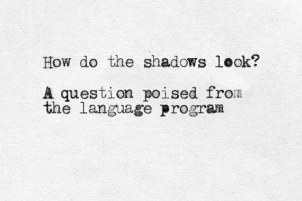 How do the shadows look? A question poised from the language program
