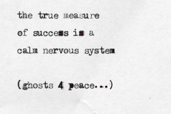 the true measure of success is a calm nervous system (ghosts 4 peace...)