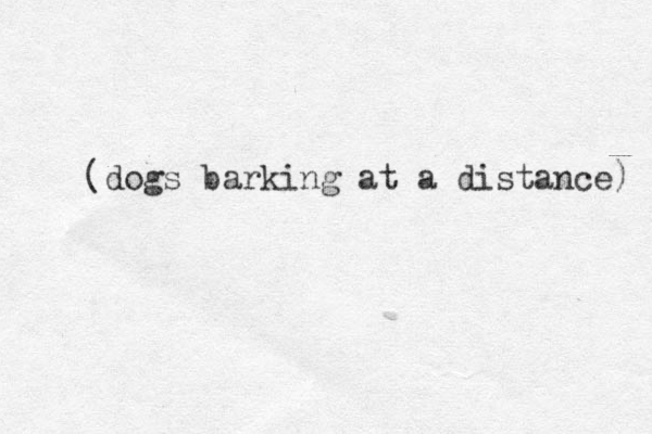 (dogs barking at a distance) 
