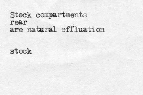 Stock compartments rear are natural effluation stock 