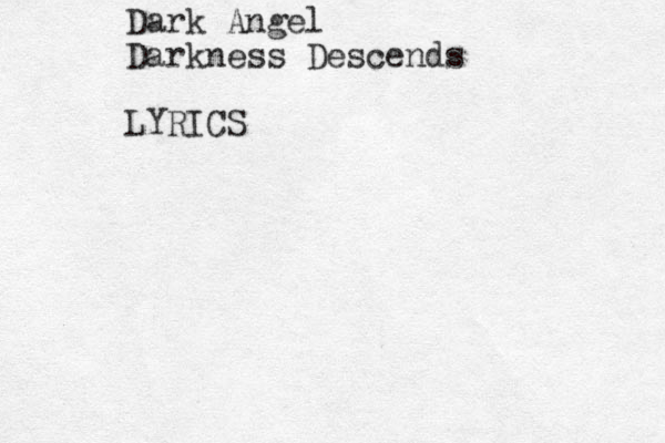 Dark Angel Darkness Descends LYRICS