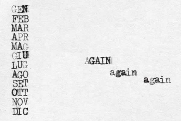 GEN FEB MAR APR MAG GIU LUG AGO SET OTT NOV DIC AGAIN again again 