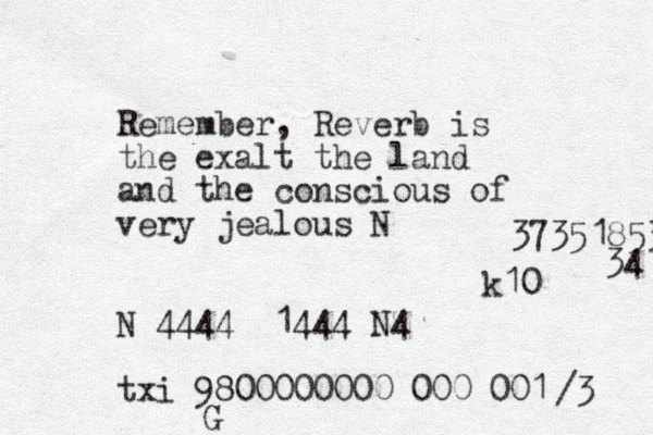 Remember, Reverb is the exalt the land and the conscious of very jealous N N 4444 1444 N4 txi 9800000000 000 001 373518534 34 k10 G /3 
