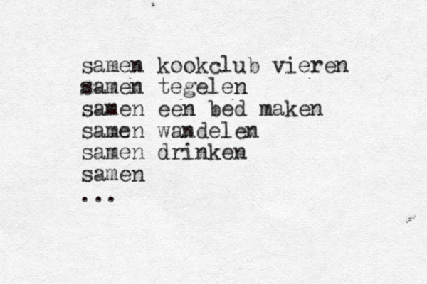samen kookclub vieren samen tegelen samen een bed maken samen wandelen samen drinken samen ... 
