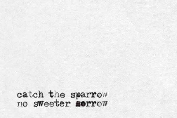 catch the sparrow no sweeter sorrow