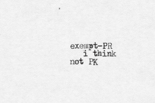 exempt-PR i think not PK 
