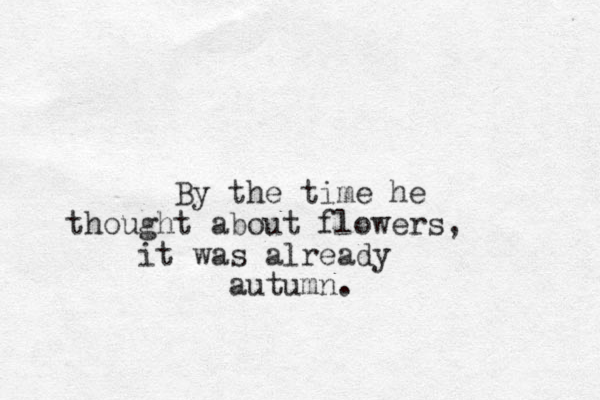 By the time he thought about flowers, it was already autumn.