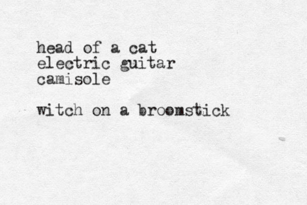 head of a cat electric guitar camisole witch on a broomstick