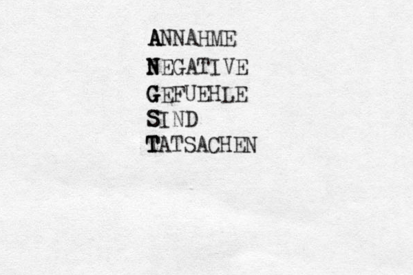 A A ANNAHME N N NEGATIVE G G GEFUEHLE S S SIND T T TATSACHEN 