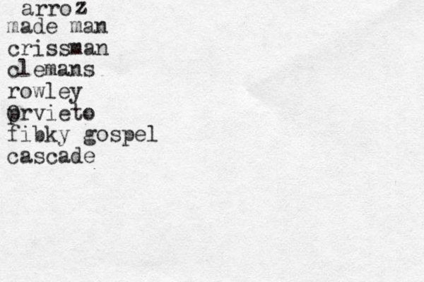 arroz z made man crissman clemans rowley prvieto O fibky gospel cascade
