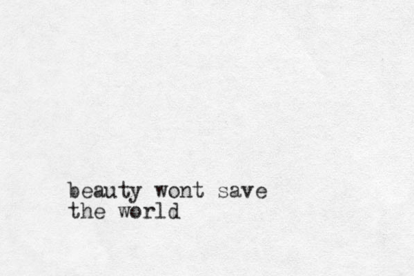 beauty wont save the world