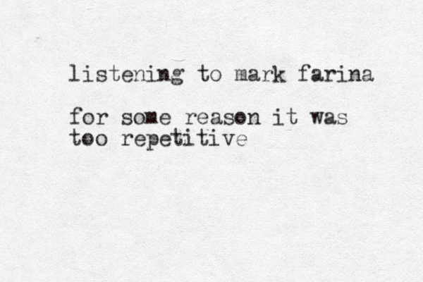 listening to mark farina for some reason it was too repetitive